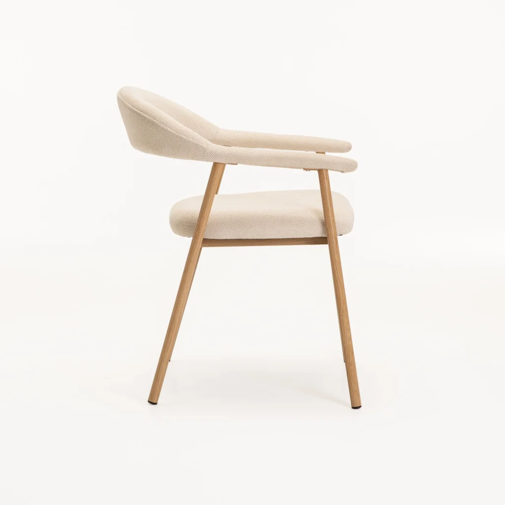 LEE FABRIC DINING CHAIR CREAM/NATURAL LEGS - Image 3