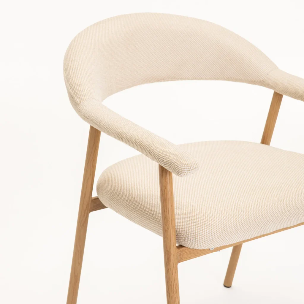 LEE FABRIC DINING CHAIR CREAM/NATURAL LEGS - Image 5