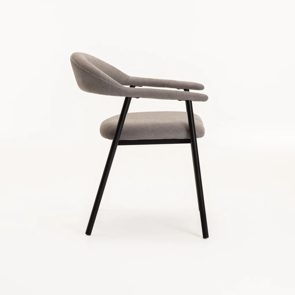 LEE FABRIC DINING CHAIR GREY/BLACK LEG - Image 3