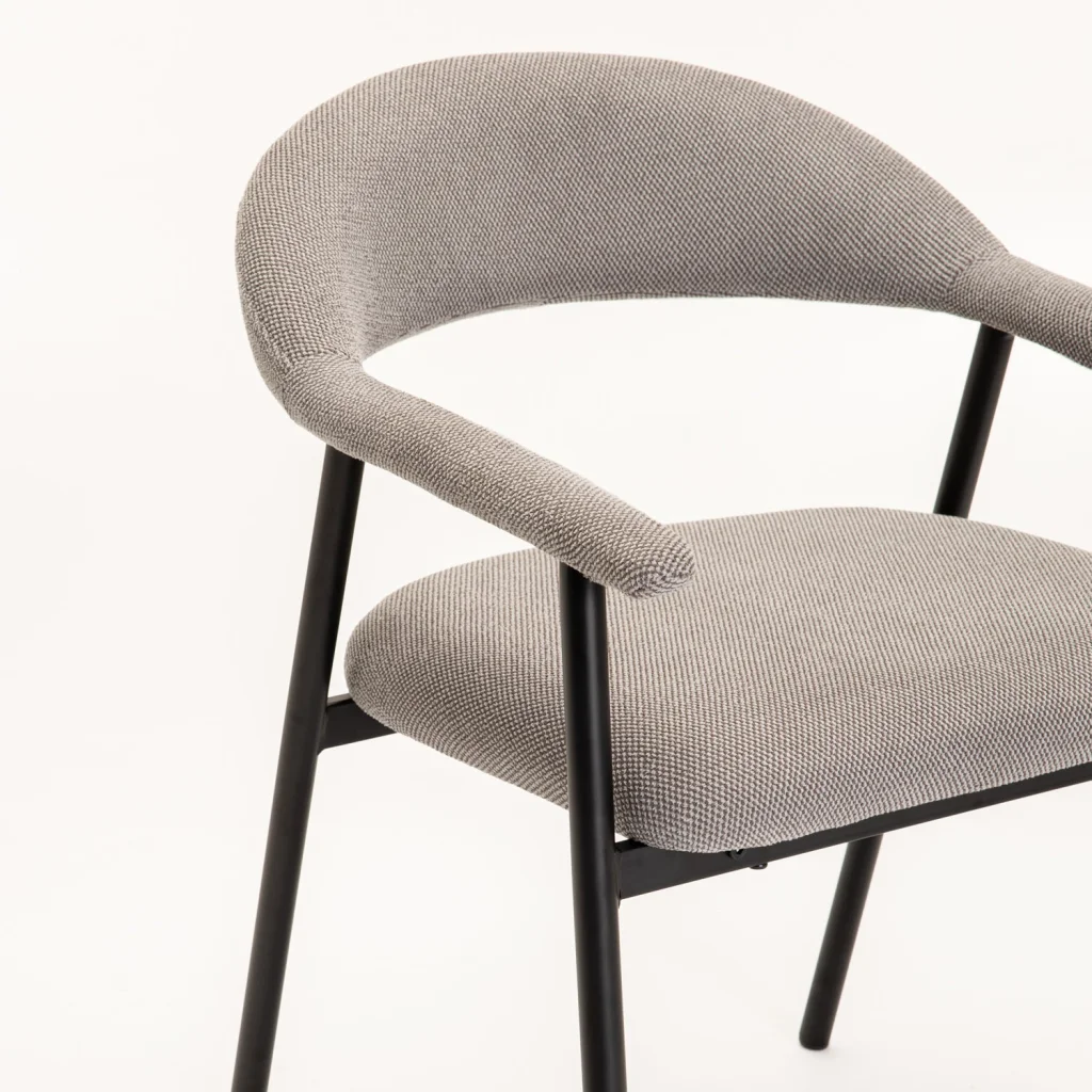 LEE FABRIC DINING CHAIR GREY/BLACK LEG - Image 5